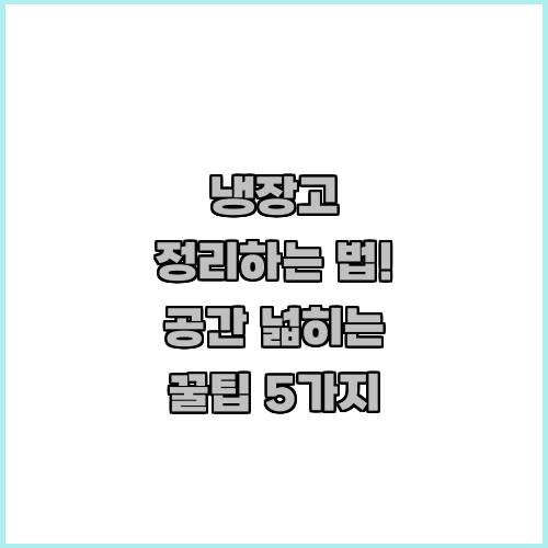 냉장고 정리하는 법! 공간 넓히는 꿀팁 5가지