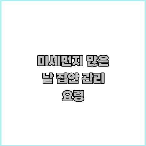 미세먼지 많은 날 집안 관리 요령