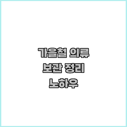 가을철 의류 보관 정리 노하우