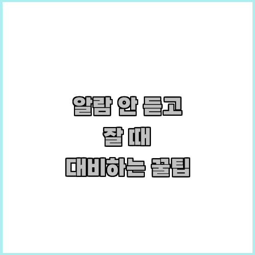 알람 안 듣고 잘 때 대비하는 꿀팁